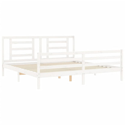 Estrutura cama Super King Size c/ cabeceira madeira branco