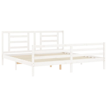 Estrutura de cama com cabeceira 200x200cm madeira maciça branco