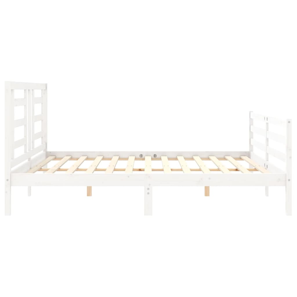 Estrutura de cama com cabeceira 200x200cm madeira maciça branco