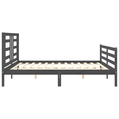 Estrutura de cama com cabeceira 200x200 cm madeira maciça cinza