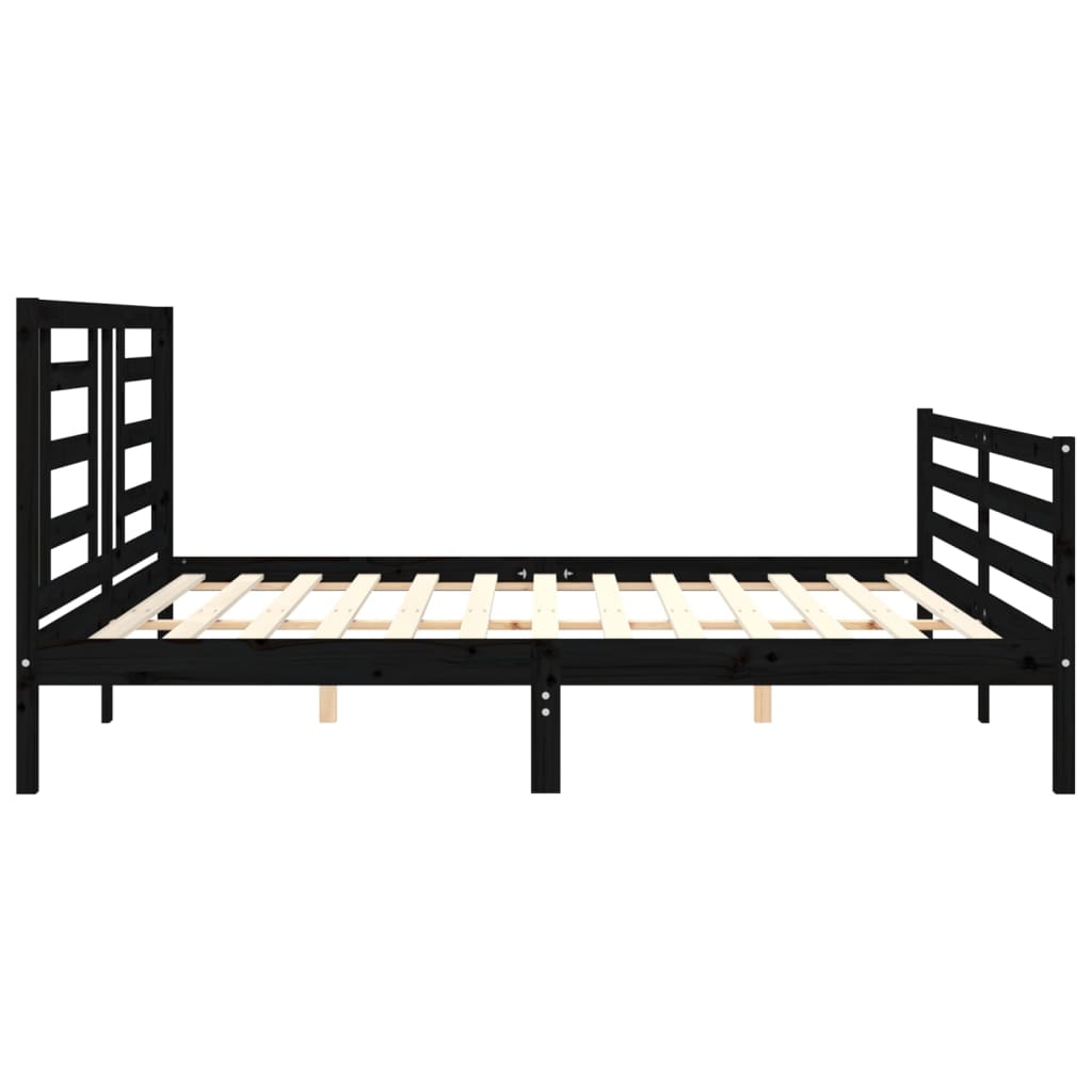 Estrutura de cama com cabeceira 200x200 cm madeira maciça preto