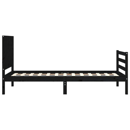 Estrutura de cama com cabeceira 90x200 cm madeira maciça preto