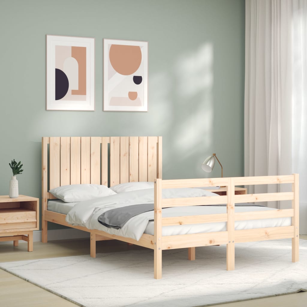 Estrutura de cama com cabeceira 120x200 cmmadeira maciça