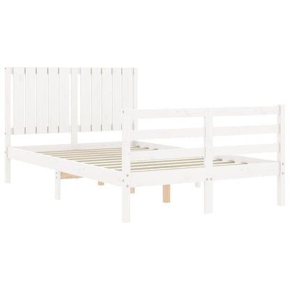 Estrutura de cama com cabeceira 120x200cm madeira maciça branco