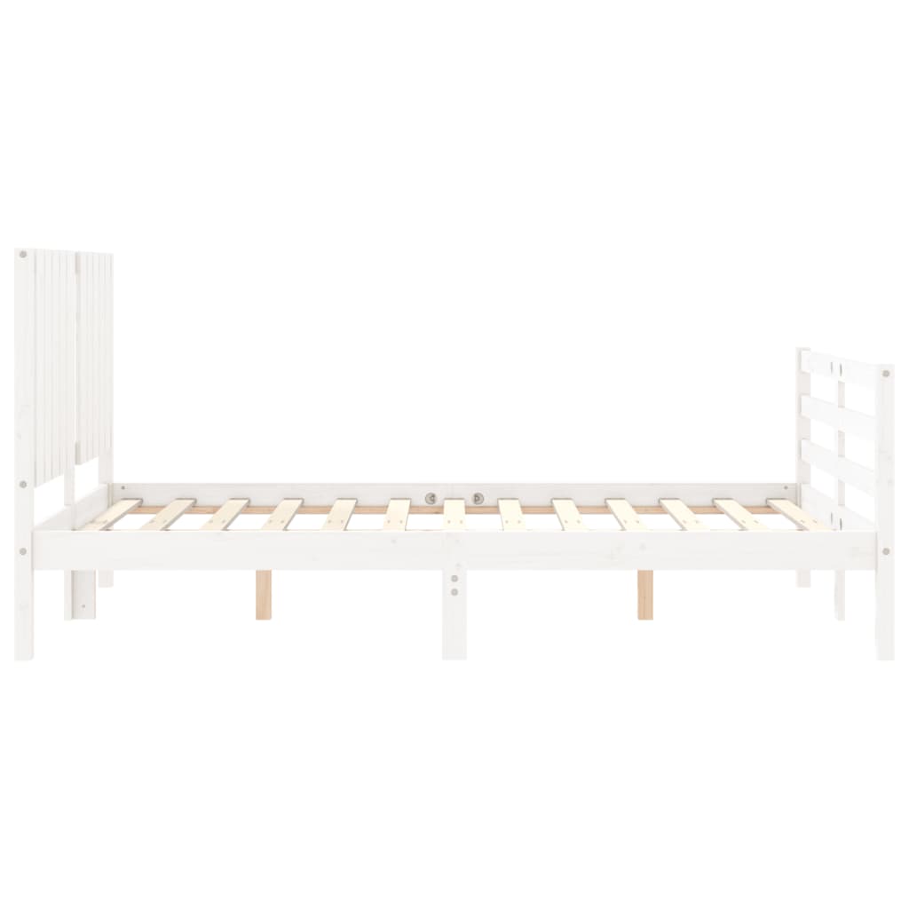 Estrutura de cama com cabeceira 120x200cm madeira maciça branco