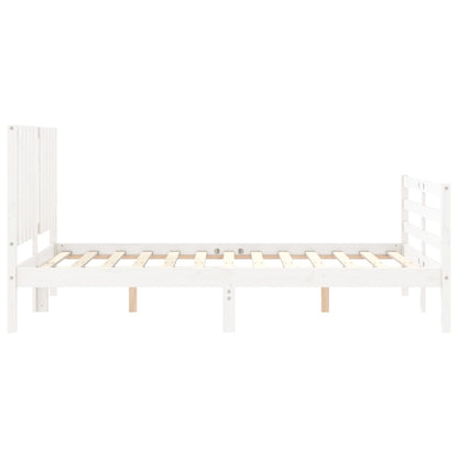 Estrutura de cama com cabeceira 120x200cm madeira maciça branco