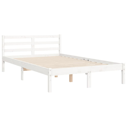 Estrutura de cama com cabeceira 120x200cm madeira maciça branco