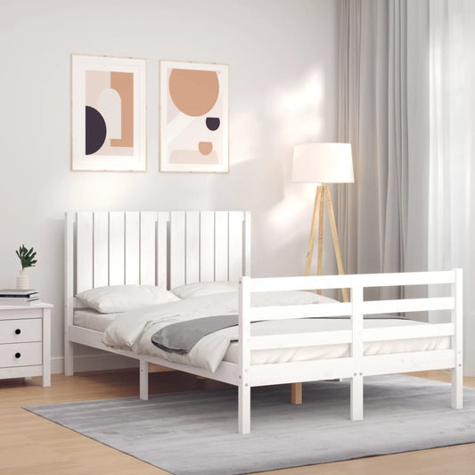 Estrutura de cama com cabeceira 120x200cm madeira maciça branco