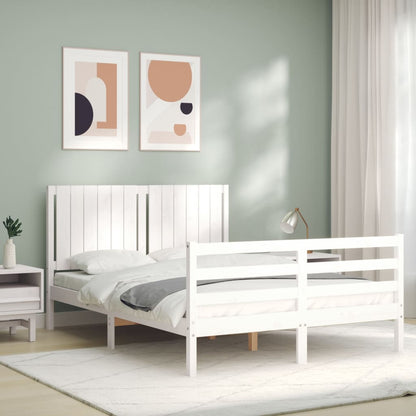 Estrutura de cama com cabeceira 140x200cm madeira maciça branco