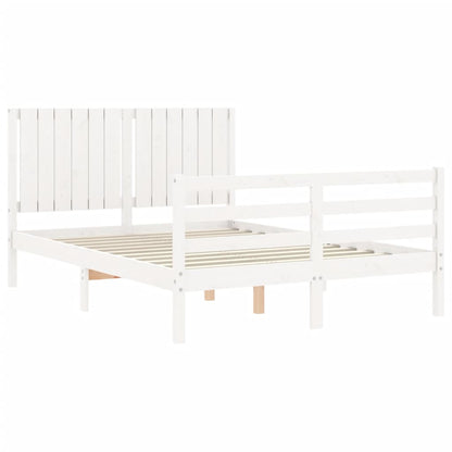 Estrutura de cama com cabeceira 140x200cm madeira maciça branco