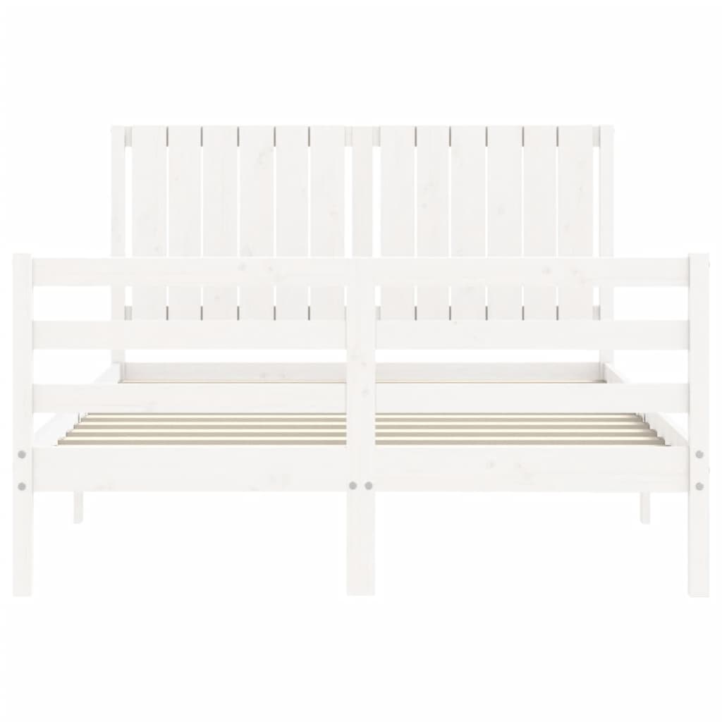 Estrutura de cama com cabeceira 140x200cm madeira maciça branco