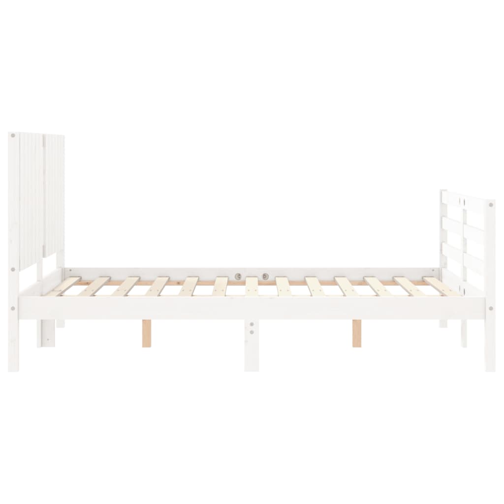 Estrutura de cama com cabeceira 140x200cm madeira maciça branco