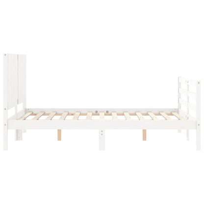 Estrutura de cama com cabeceira 140x200cm madeira maciça branco