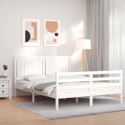 Estrutura de cama King Size com cabeceira madeira maciça branco