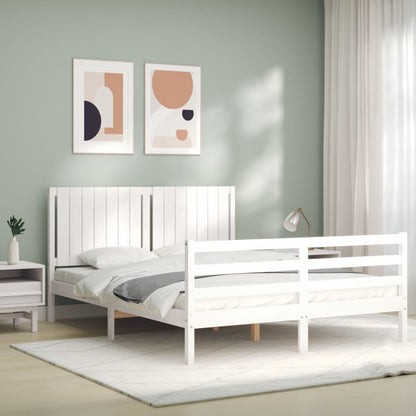 Estrutura de cama com cabeceira 160x200 cm madeira maciça