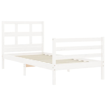 Estrutura de cama com cabeceira 100x200cm madeira maciça branco