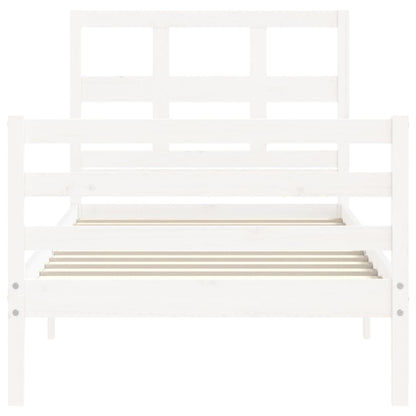 Estrutura de cama com cabeceira 100x200cm madeira maciça branco