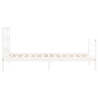 Estrutura de cama com cabeceira 100x200cm madeira maciça branco