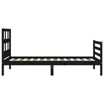 Estrutura de cama com cabeceira 100x200 cm madeira maciça preto