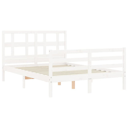 Estrutura de cama com cabeceira 120x200cm madeira maciça branco