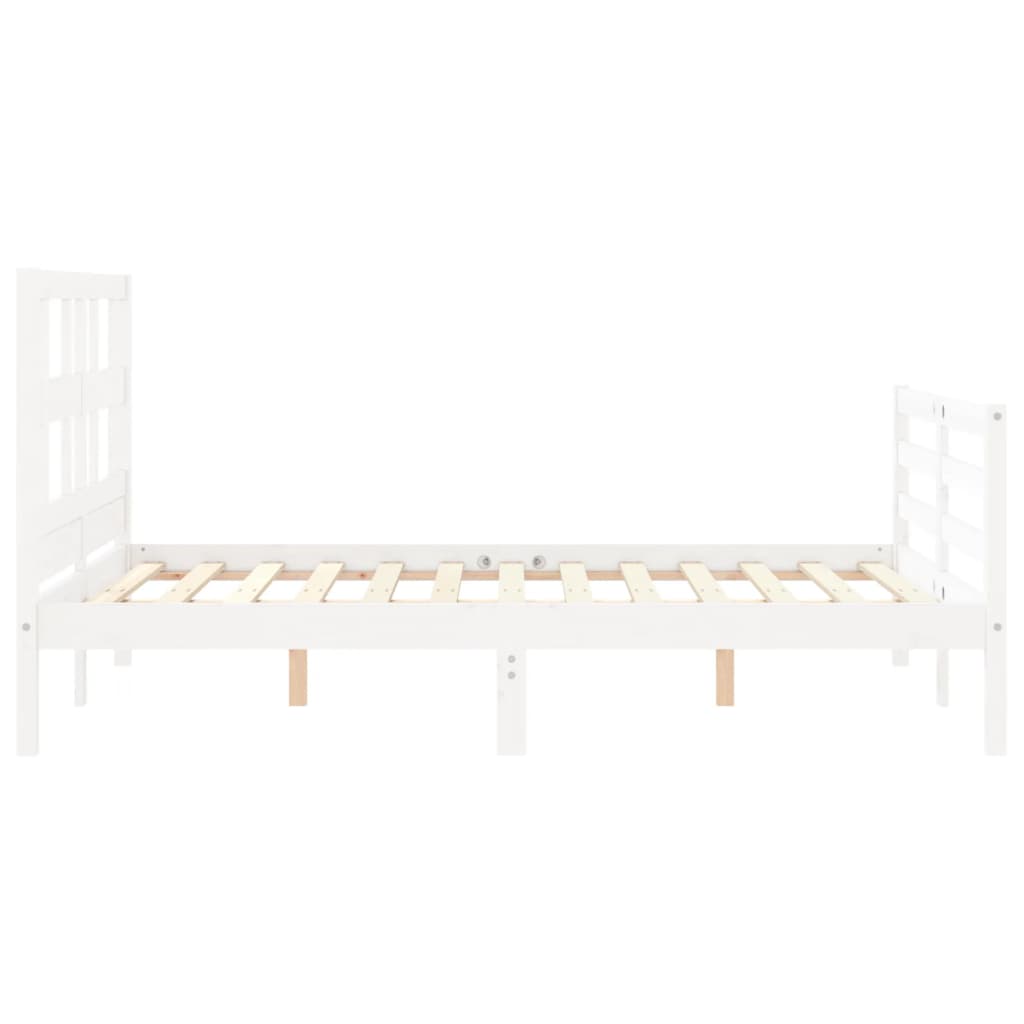 Estrutura de cama com cabeceira 120x200cm madeira maciça branco