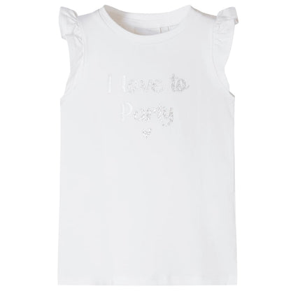 T-shirt p/ criança manga com folhos branco 128