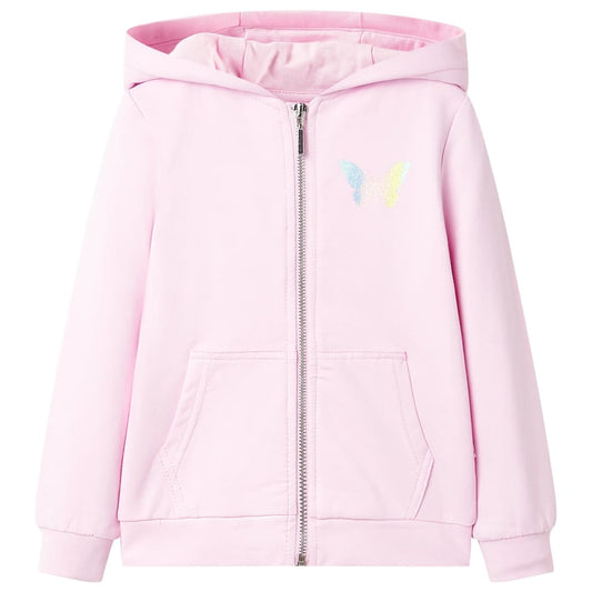 Sweatshirt para criança com capuz rosa-claro 104