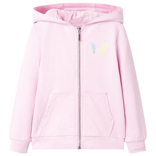 Sweatshirt para criança com capuz rosa-claro 116