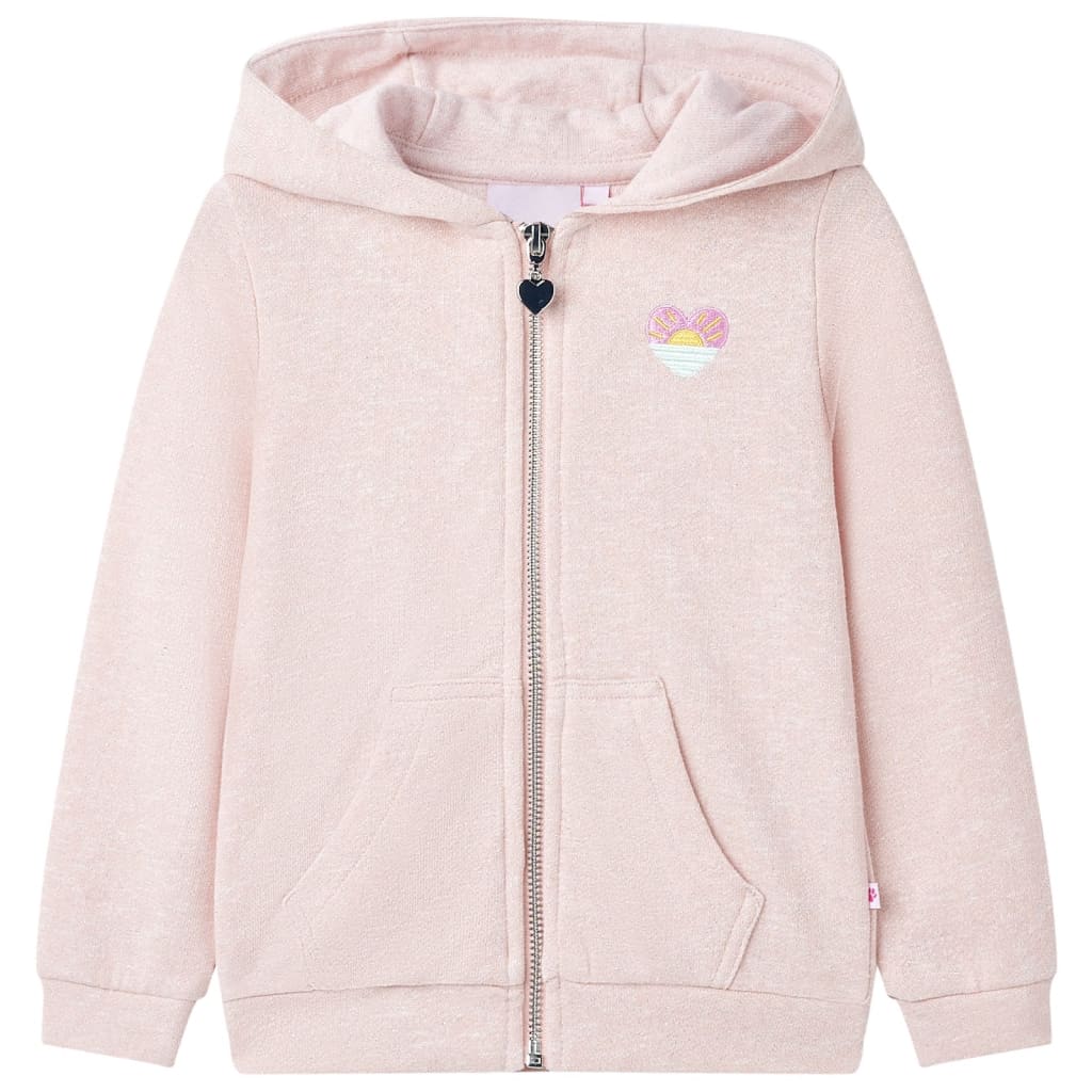 Sweatshirt para criança com capuz e fecho mistura de rosa claro 92