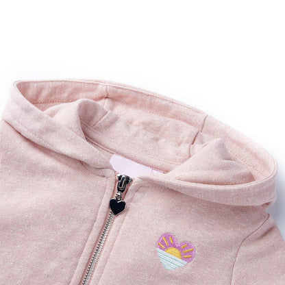 Sweatshirt para criança com capuz e fecho mistura de rosa claro 92