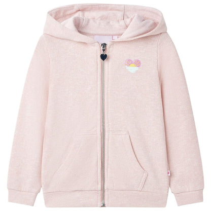 Sweatshirt para criança com capuz e fecho mistura de rosa claro 104