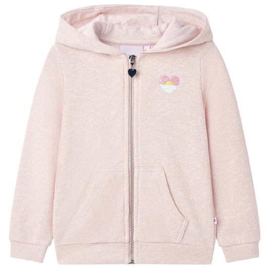 Sweatshirt para criança com capuz e fecho mistura de rosa claro 116