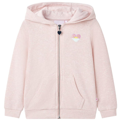 Sweatshirt para criança com capuz e fecho mistura de rosa claro 140