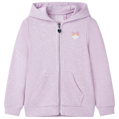 Sweatshirt para criança com capuz e fecho mistura de lila 116