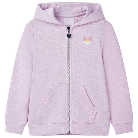 Sweatshirt para criança com capuz e fecho mistura de lila 116