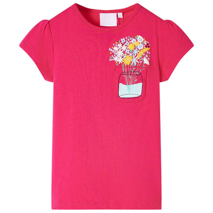 T-shirt infantil rosa brilhante 128