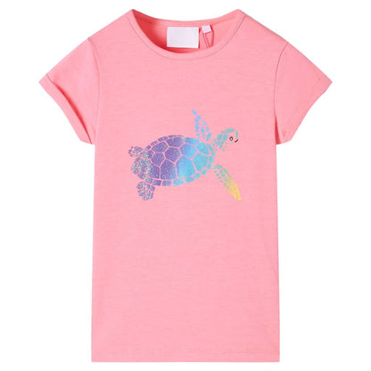 T-shirt infantil rosa-choque 128