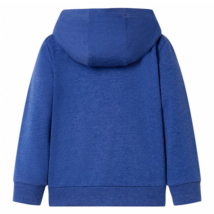 Sweatshirt para criança com capuz e fecho azul-escuro mesclado 128