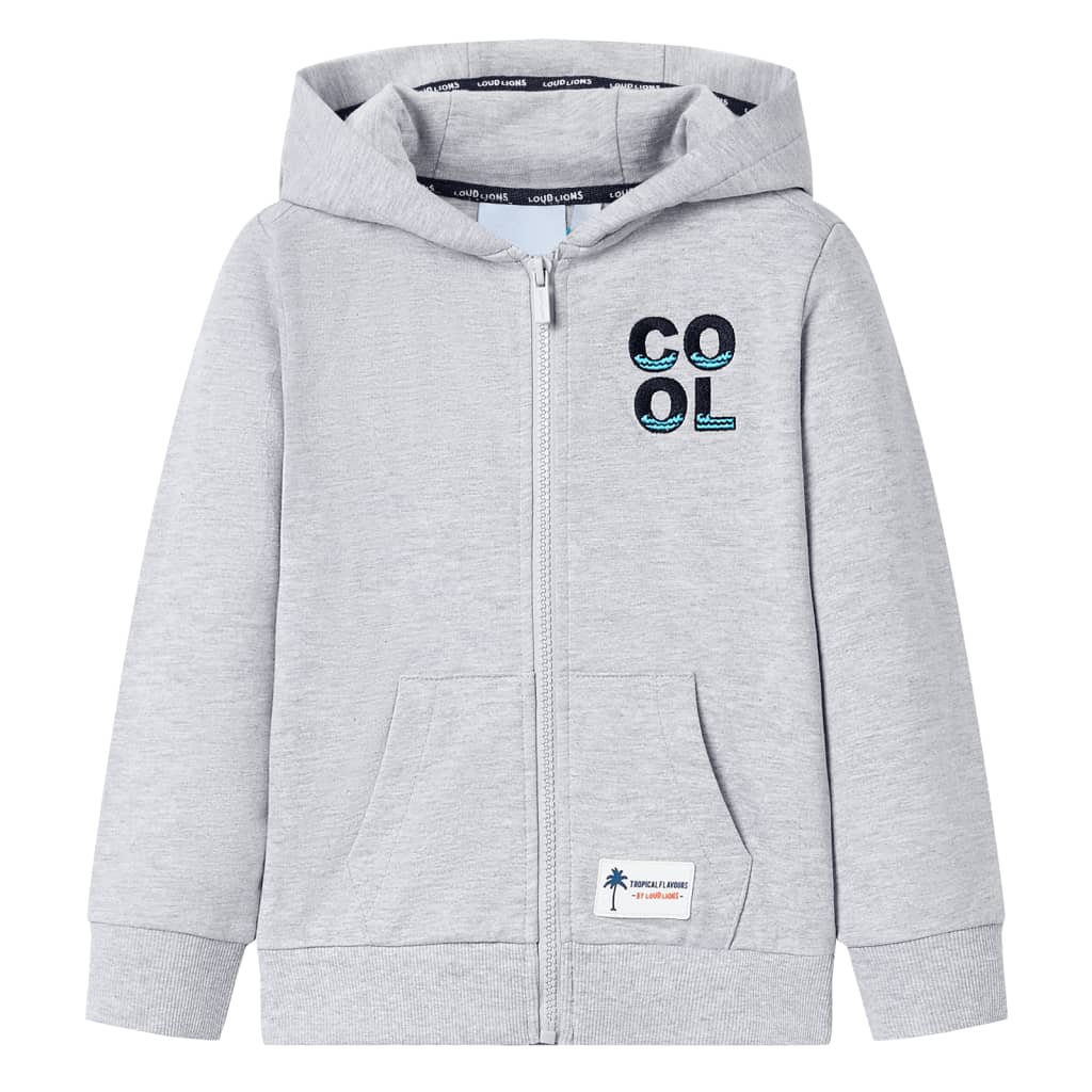 Sweatshirt para criança com capuz e fecho cinzento 92