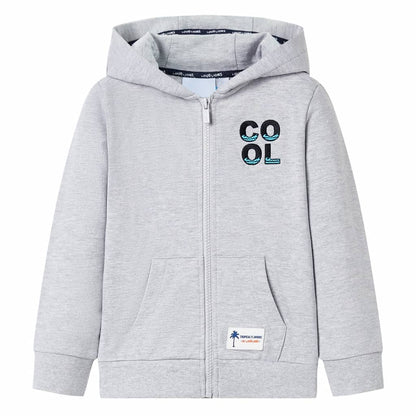 Sweatshirt para criança com capuz e fecho cinzento 128