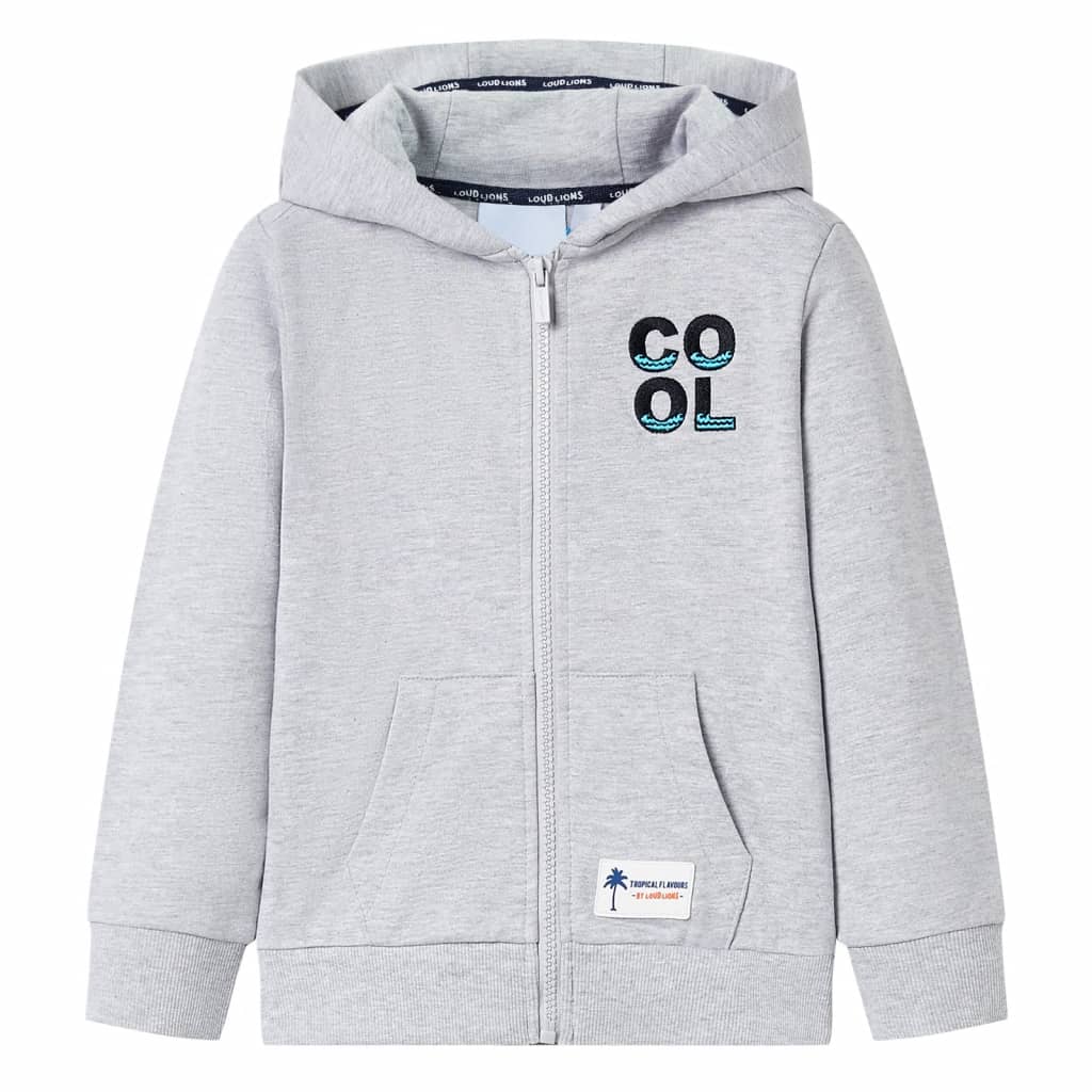 Sweatshirt para criança com capuz e fecho cinzento 140