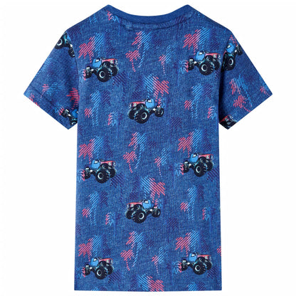 T-shirt infantil azul-escuro mesclado 140