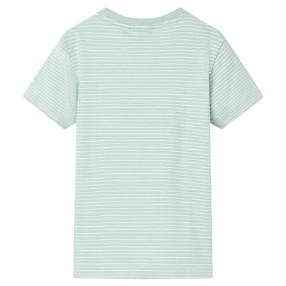 T-shirt para criança com riscas menta-claro 140