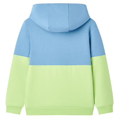 Sweatshirt para criança com capuz azul e amarelo-claro 92