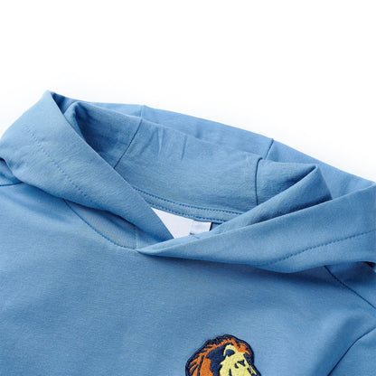 Sweatshirt para criança com capuz azul e amarelo-claro 92