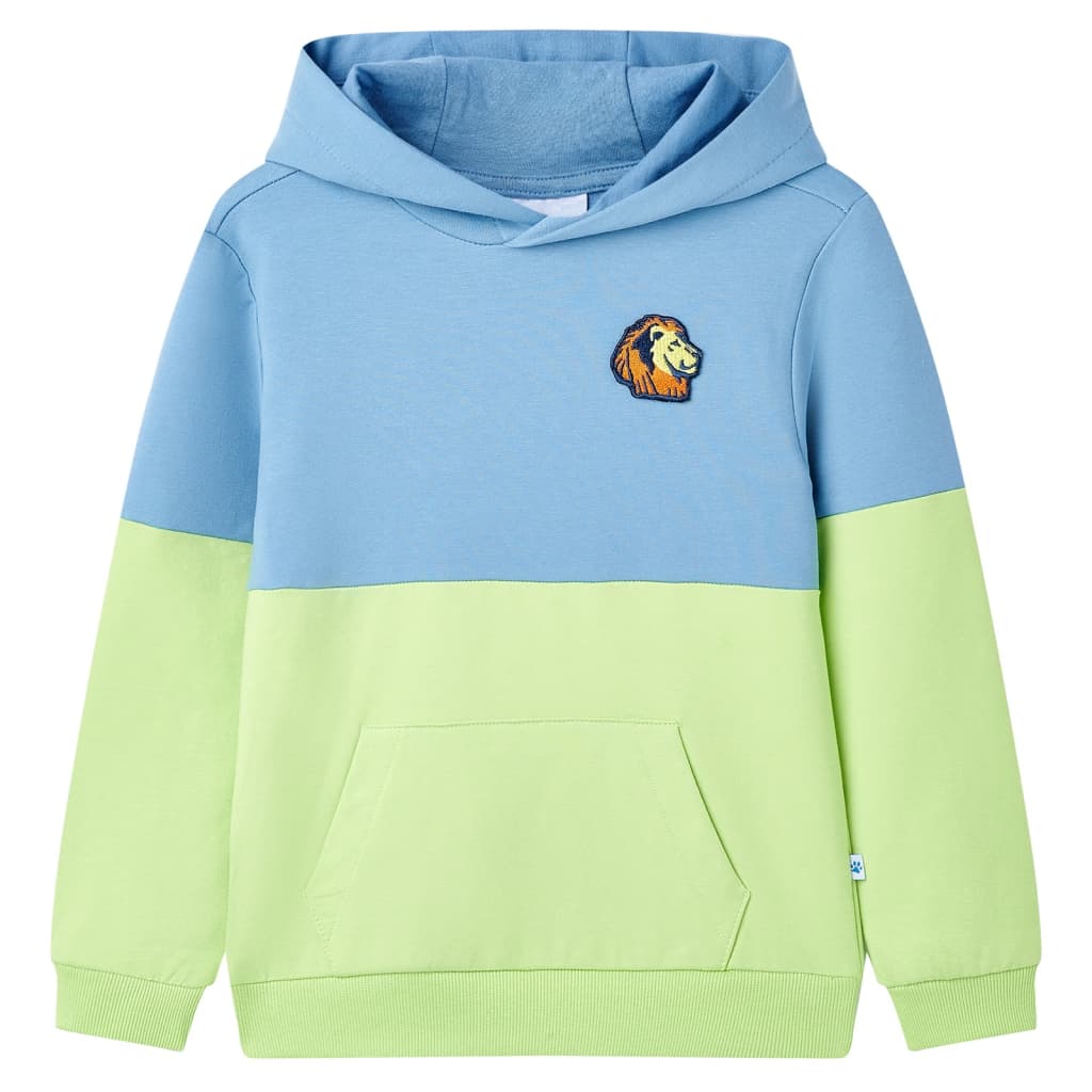 Sweatshirt para criança com capuz azul e amarelo-claro 116