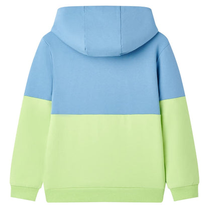 Sweatshirt para criança com capuz azul e amarelo-claro 116