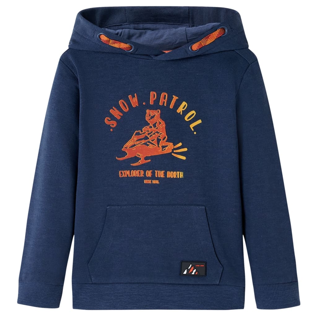 Sweatshirt para criança com capuz azul-marinho mesclado e laranja 92