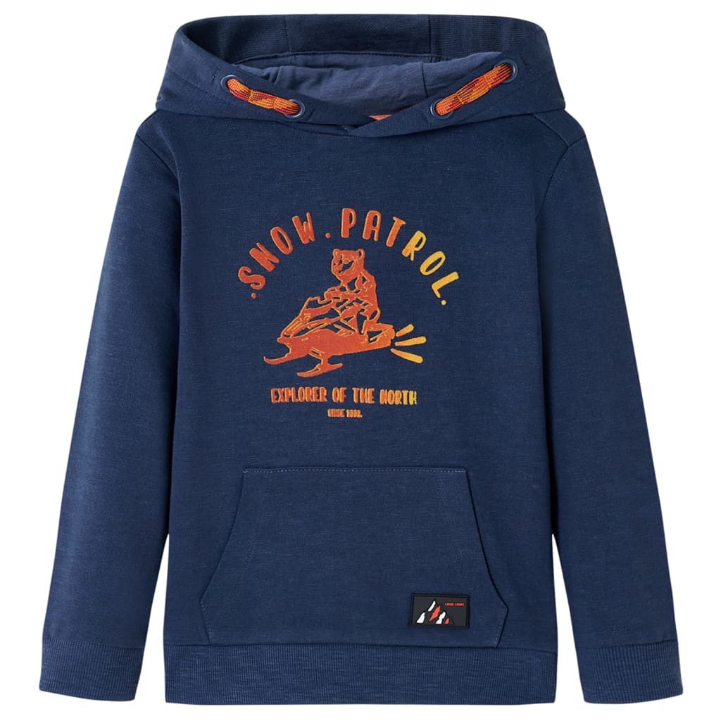 Sweatshirt para criança com capuz azul-marinho mesclado e laranja 116