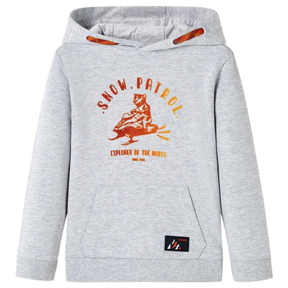 Sweatshirt para criança com capuz cinzento mesclado e laranja 104